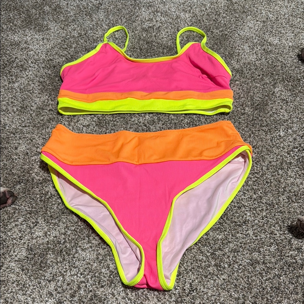 Vibrant Pink and Orange Bikini Set